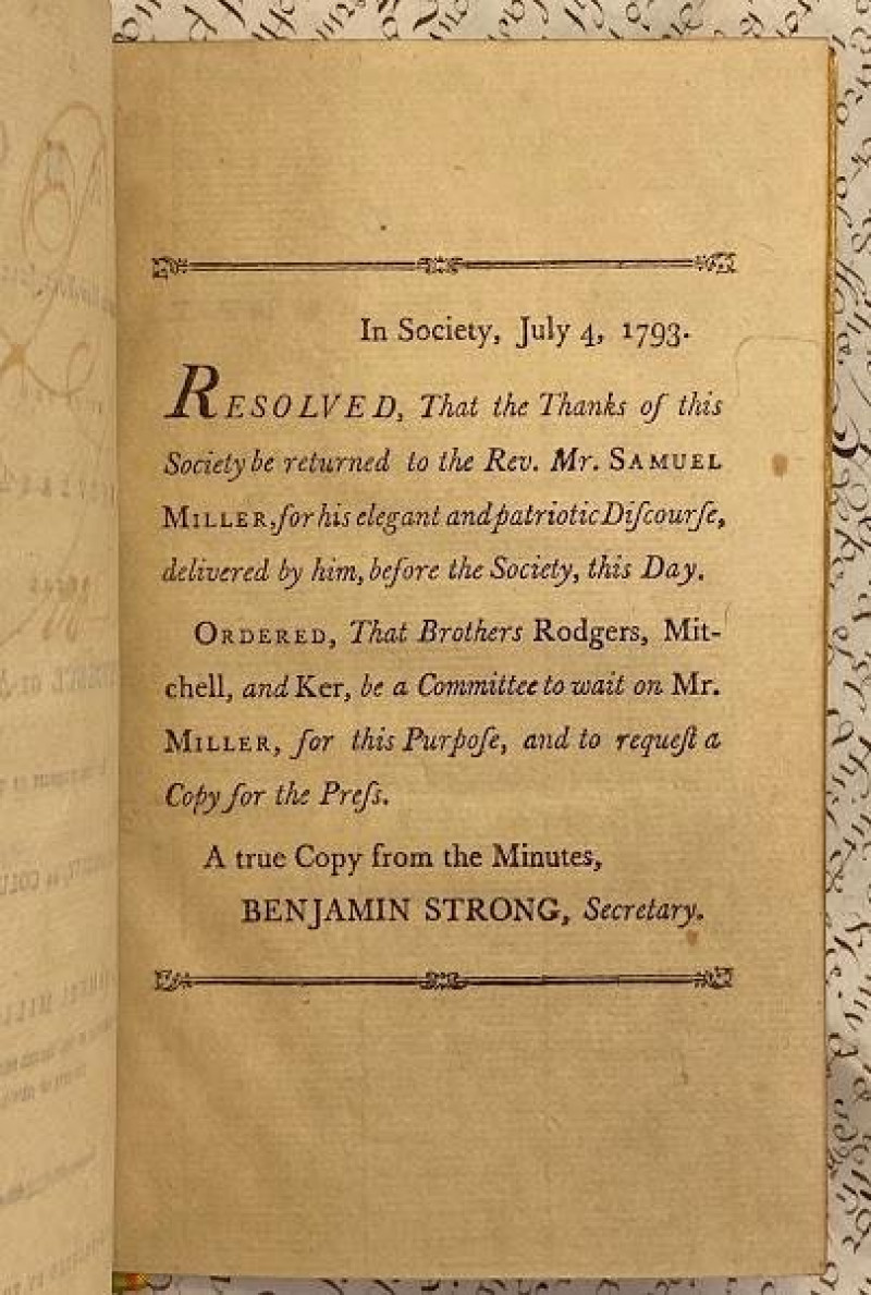 Rev. MILLER Sermon, preached in N.Y. [1793] Binding