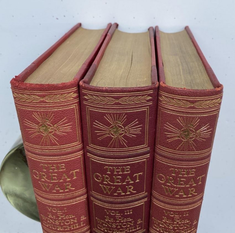 BINDINGS W.S. CHURCHILL Great War 3 vols 1st eds.