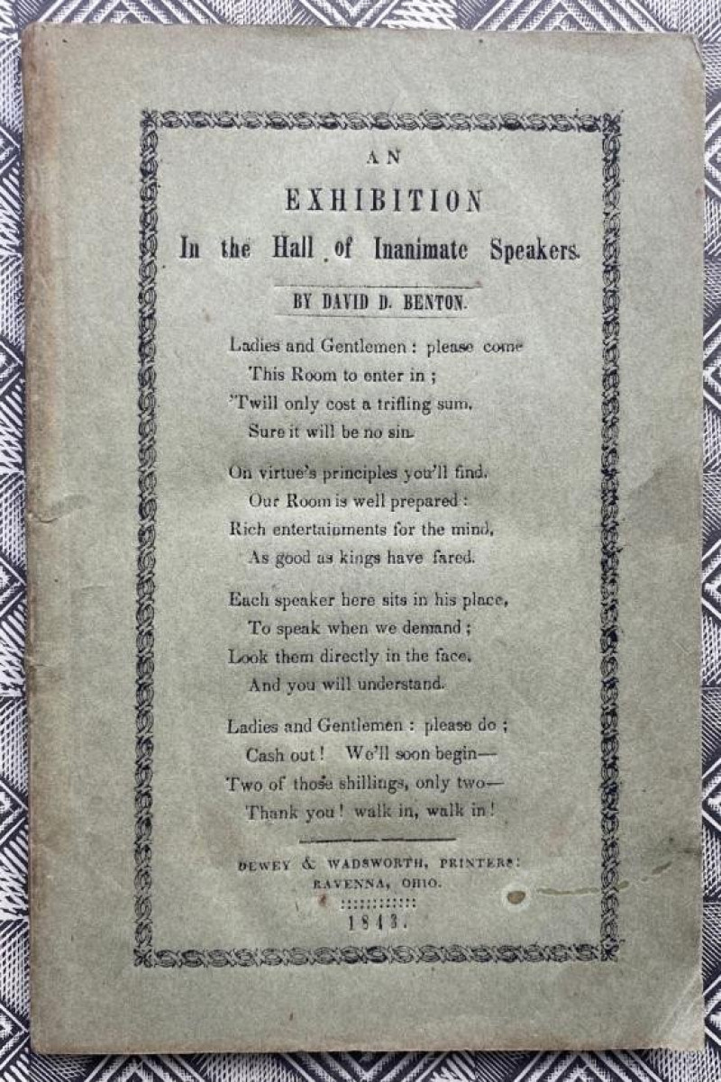 D BENTON Exhibition in Hall of Inanimate Speakers 1843
