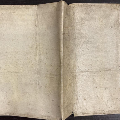 [BOOK ARTS] early use of a vellum document as a d.j.