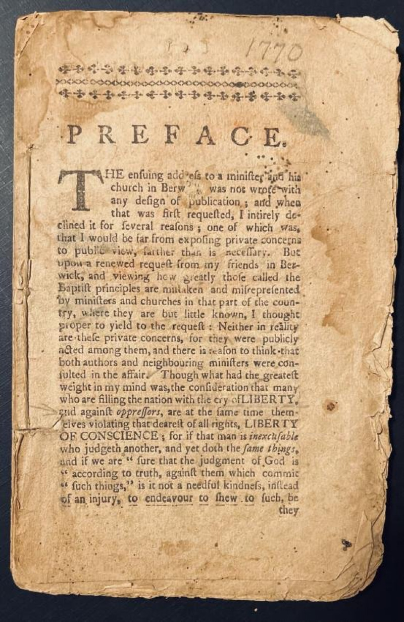 I. BACKUS [ A Seasonable Plea for Liberty} 1770