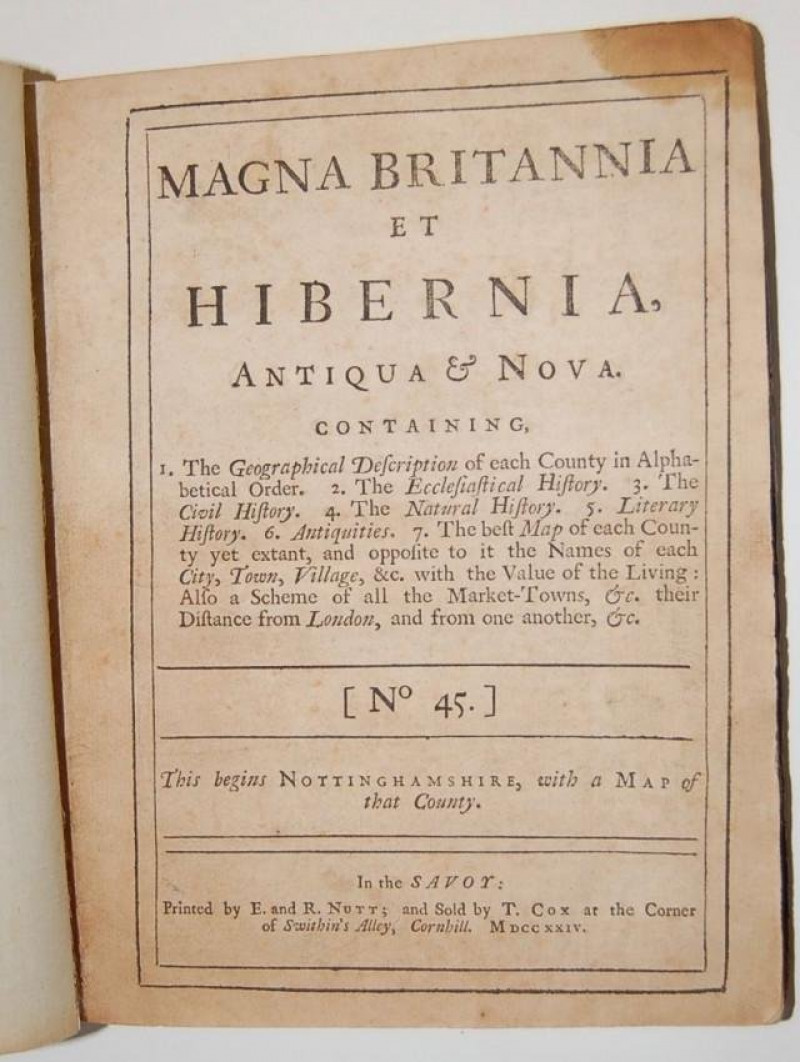 T. COX Magna Britannia #45 [Notts.] 1724