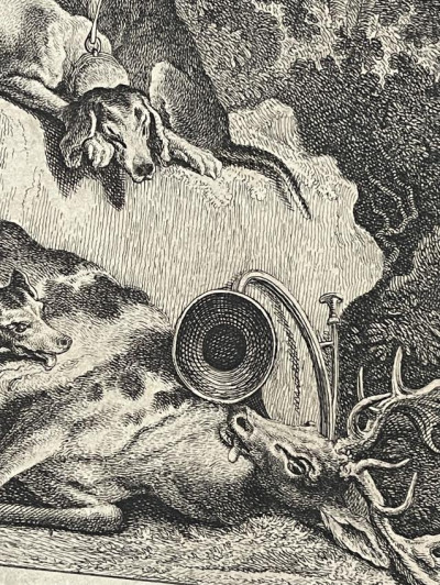 J. RIDINGER Engraving 'Deutsche Jagt Hunde ' Dogs