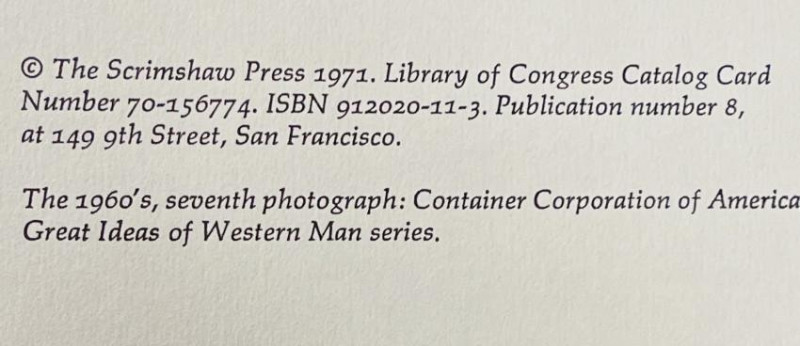 [PHOTOGRAPHY] Wynn Bullock 1971 signed copy