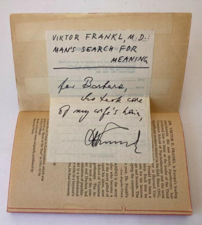 V. FRANKL Man's Search for Meaning NY 1973 inscribed