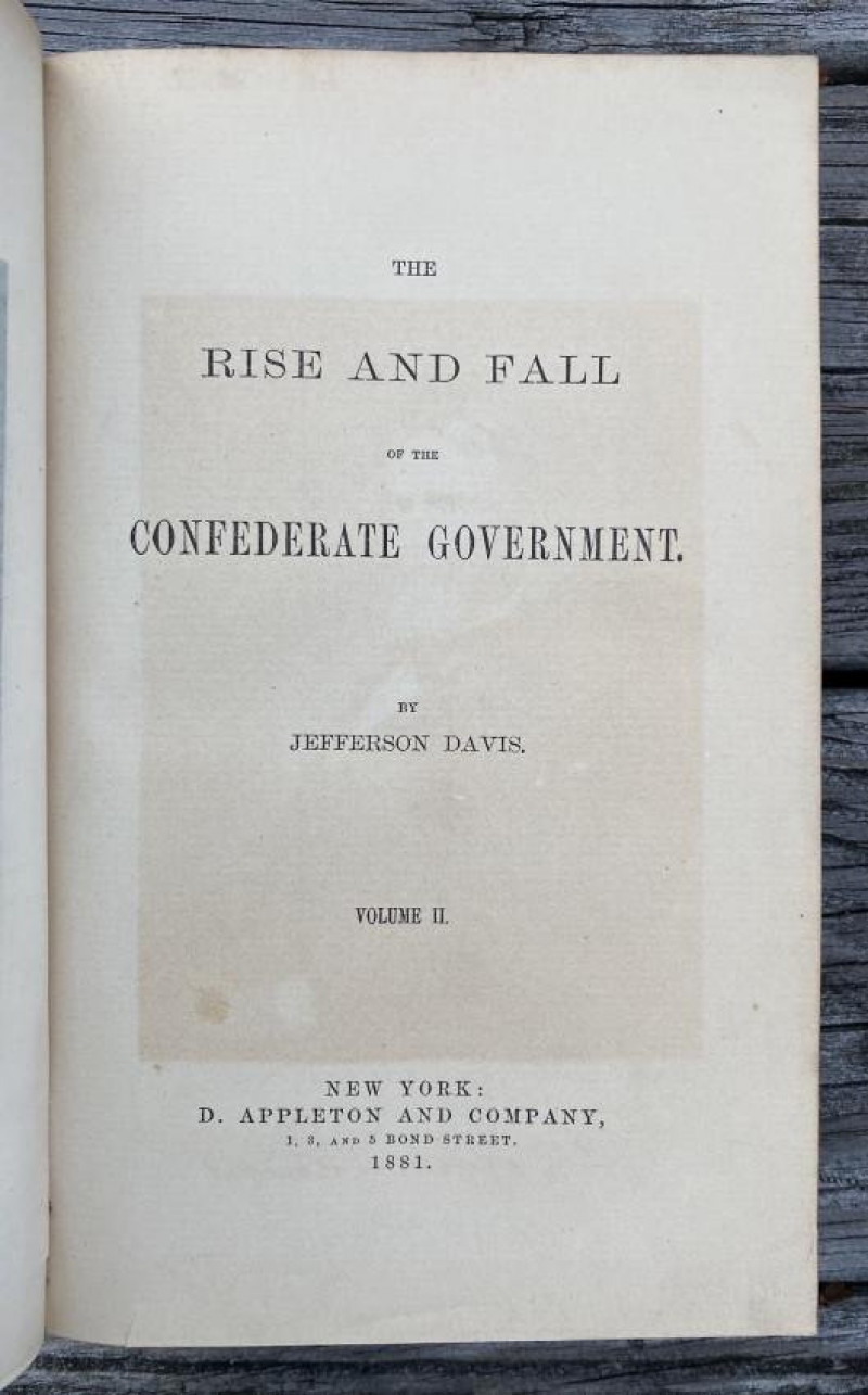 Jefferson DAVIS Confederate Government 2vol 1881 inscr