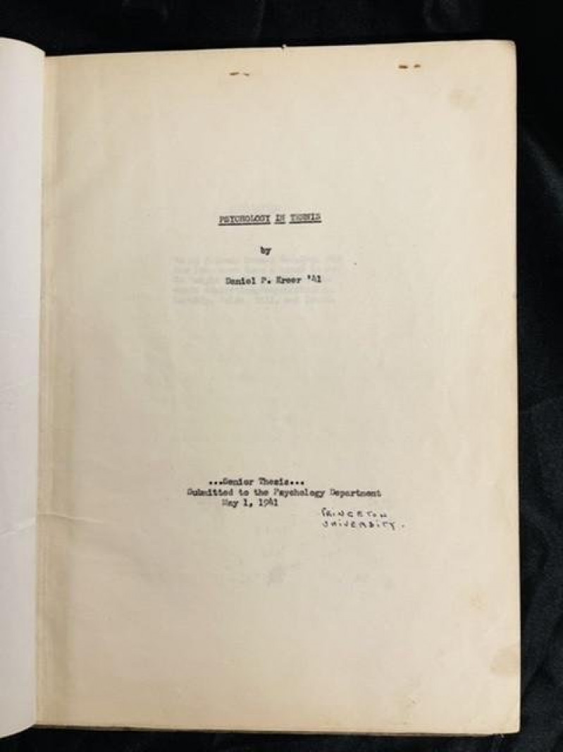 D.P. KREER Psychology in Tennis Thesis Princeton 1941