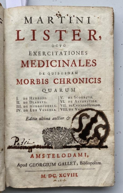 Image for Lot Martin LISTER Octo Exercitationes Medicinales 1698