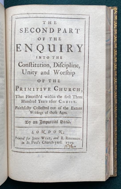 Image for Lot Peter KING Enquiry into the Primitive Church 1719 2nd