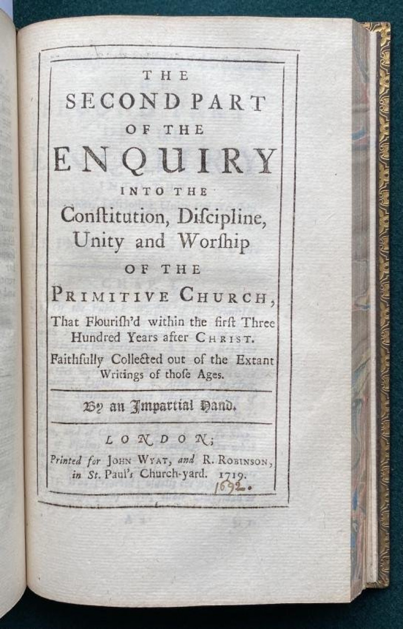 Peter KING Enquiry into the Primitive Church 1719 2nd