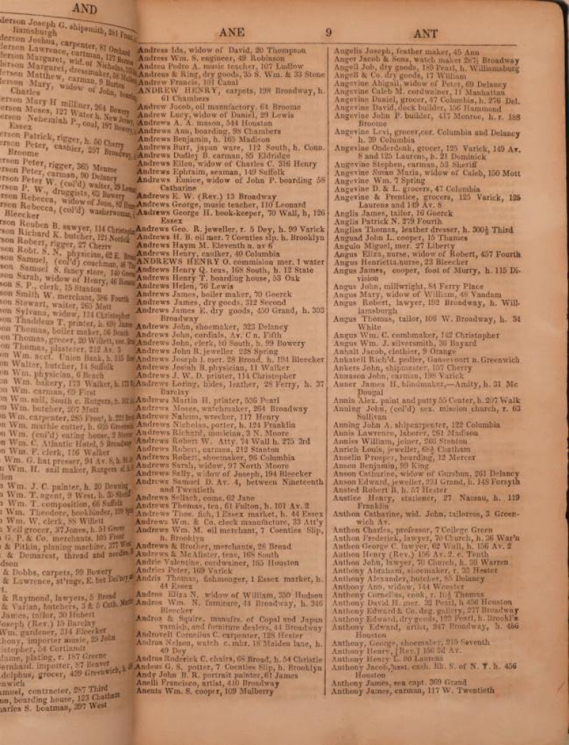 Group of three NEW YORK CITY directories, 1845-1852