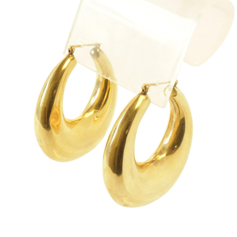 Pair of 14k Yellow Gold Puffed Hoop Earrings