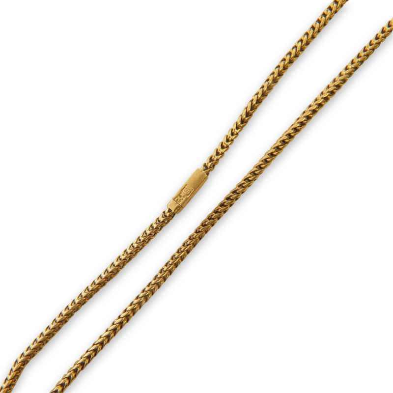 18k Stunning solid gold foxtail chain Necklace - 1960's Italian