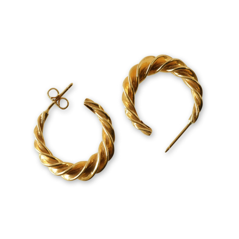 Pair of 14K Yellow Gold Rope Twist Earrings