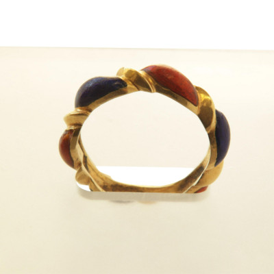 18K Yellow Gold & Enamel Twist Ring