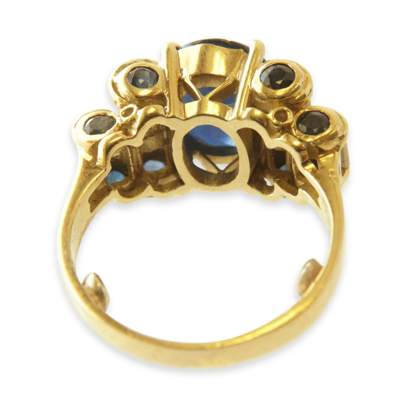 Art Deco Synthetic Sapphire & Diamond Ring