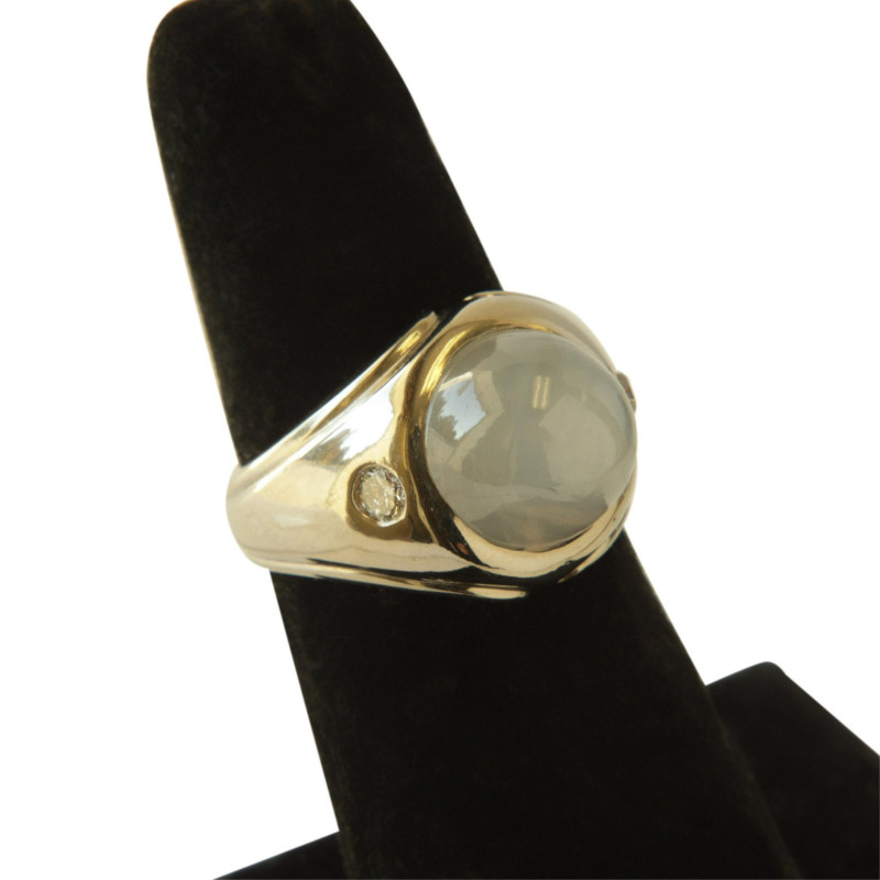 Art Deco 13.85ct Grey Sapphire & Diamond Ring