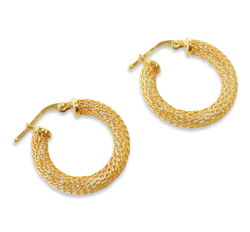 Pair of Italian 14k Gold Mesh Hoop Earrings
