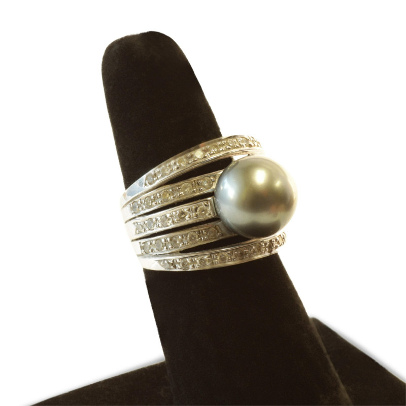 Tahitian Pearl & Diamond Wrap Ring