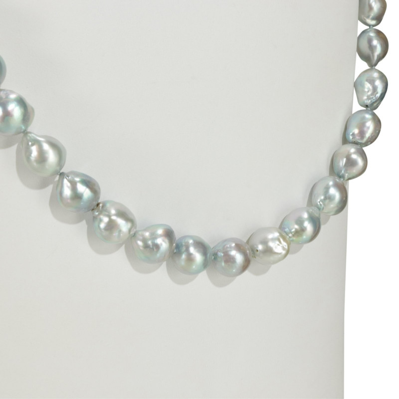 Blue Silver & Champagne Baroque Pearl Necklaces