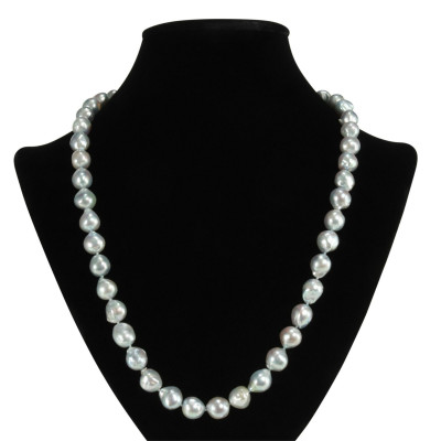 Blue Silver & Champagne Baroque Pearl Necklaces
