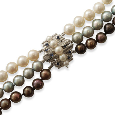 Image for Lot Tahitian, Blue, and White Pearl Necklace