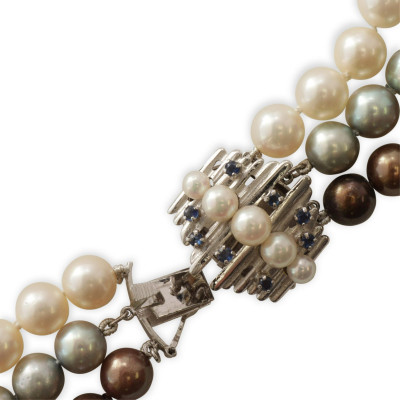 Tahitian, Blue, and White Pearl Necklace