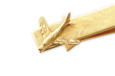 14K Gold Airplane Cufflinks and Tie Clip