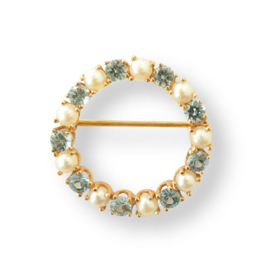 Image for Lot Sapphire & Pearl Open Circle Brooch