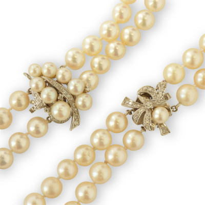 Image for Lot Two Double Strand Pearl Necklaces