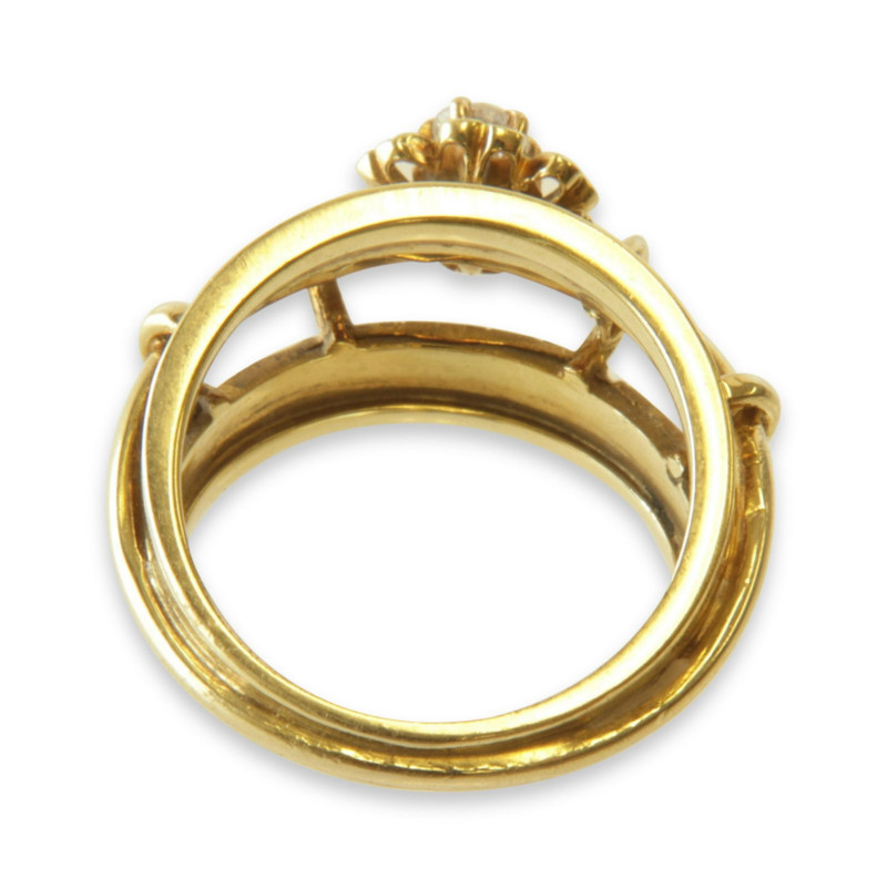 14k Gold, Diamond & Enamel Ring