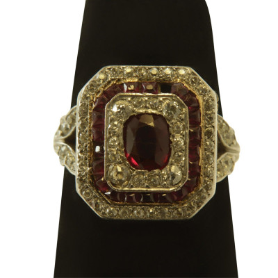 Image for Lot Edwardian Ruby & Diamond Ring