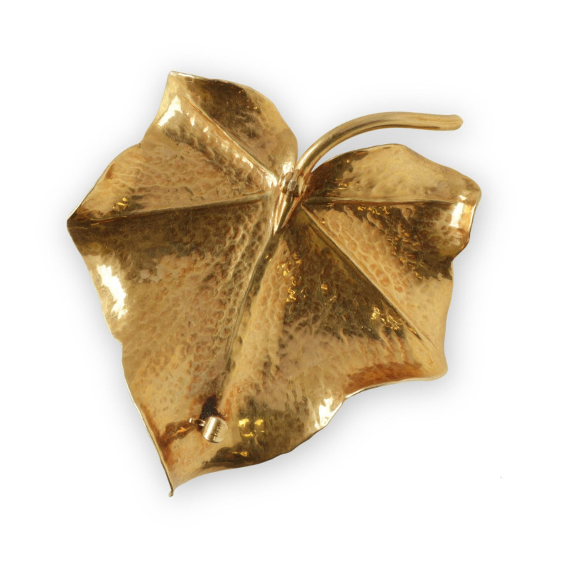 14k Yellow Gold Grape Leaf Brooch
