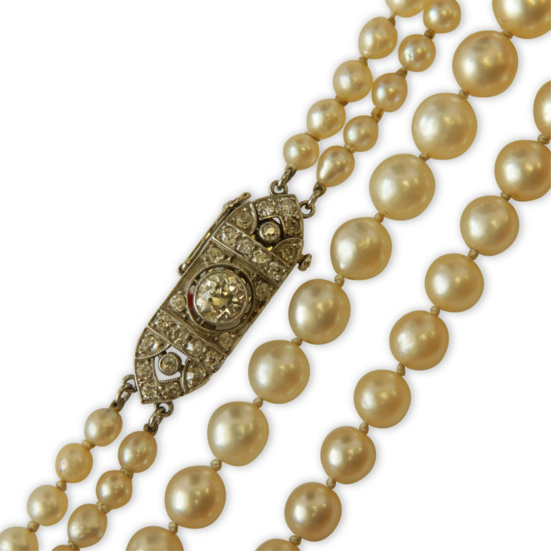 Art Deco Double Strand Pearl Necklace