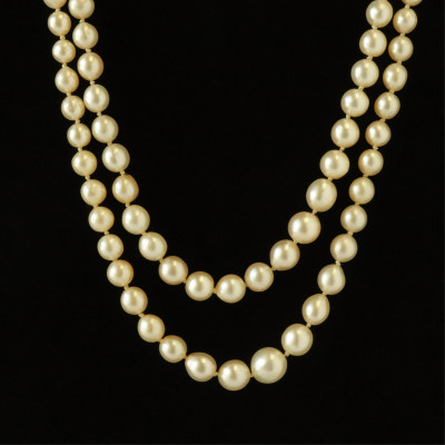 Art Deco Double Strand Pearl Necklace