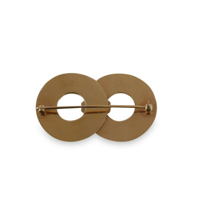 14k Yellow Gold Double Ring Brooch