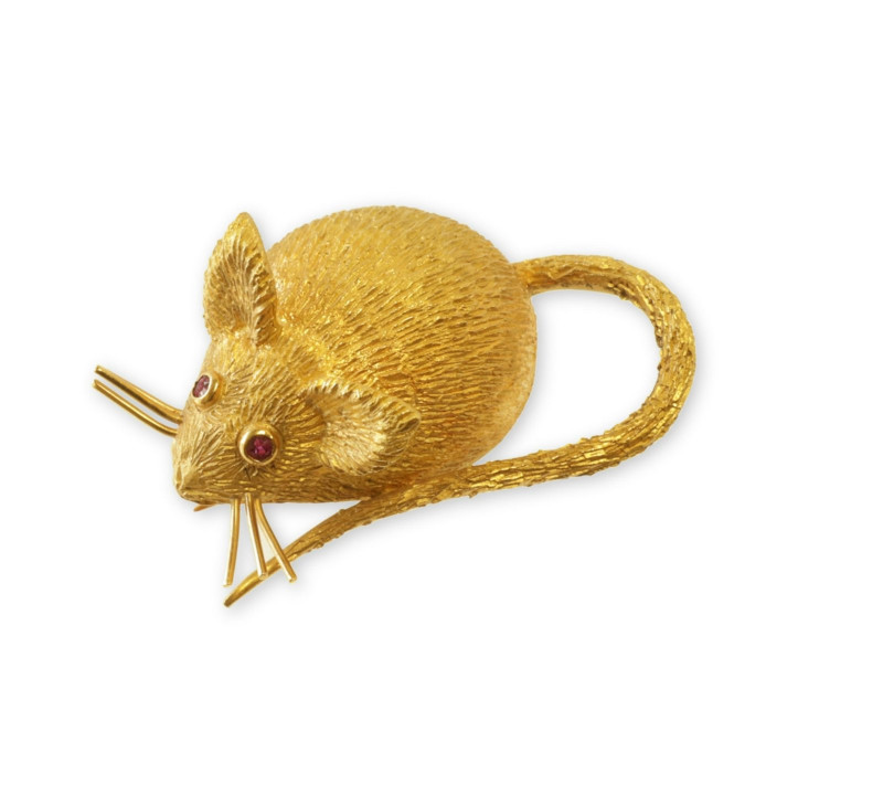 French 18k Gold Mouse Brooch