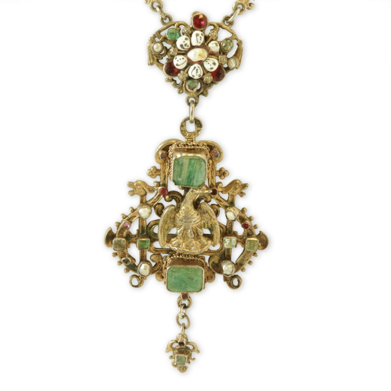 Antique Silver Gem Set Necklace & Bracelet