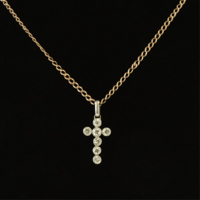 Diamond Cross & Gold Necklace