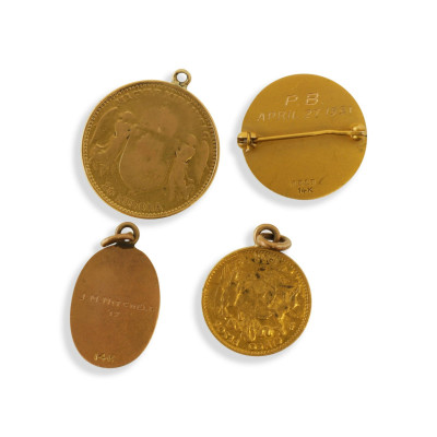 Group of Gold Pendants & Pin