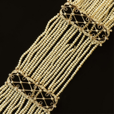 Image for Lot Tiffany & Co Multi Strand Pearl & Diamond Necklace