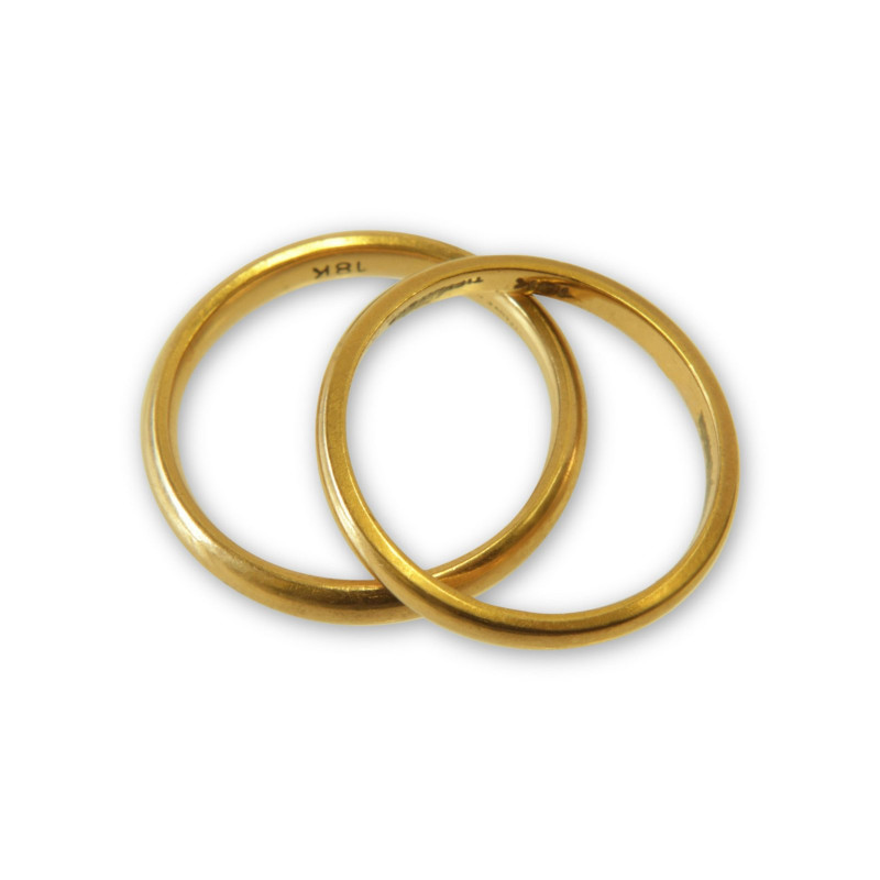 Two 18k Yellow Gold Wedding Bands