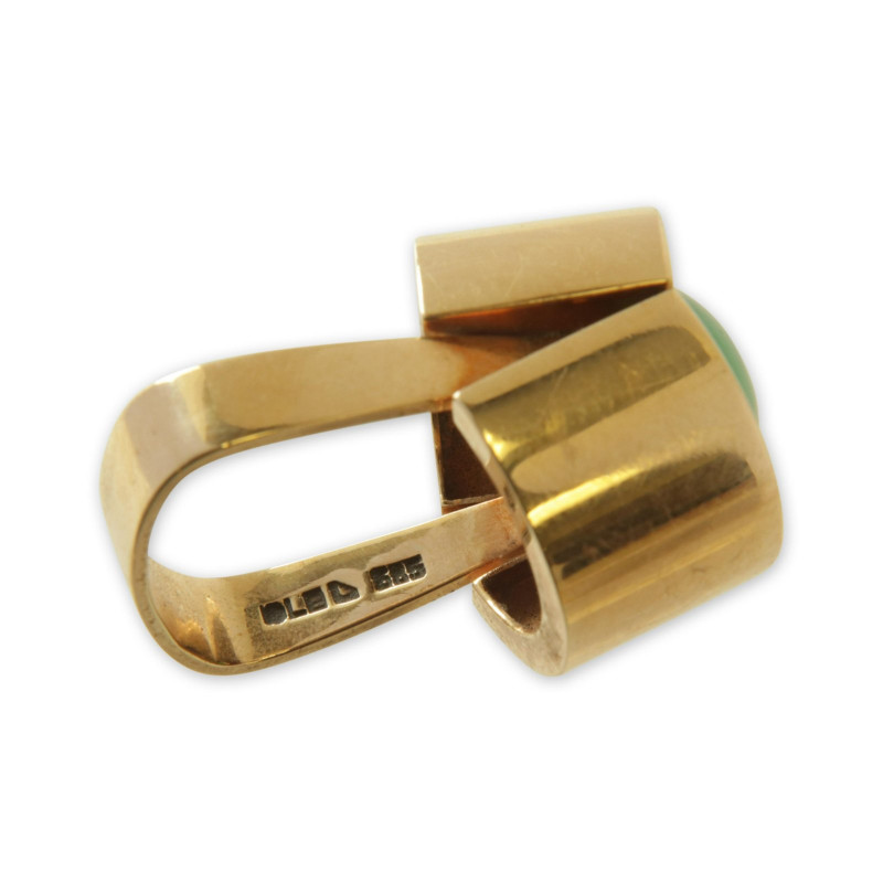Retro 14k Gold & Chrysoprase Ring