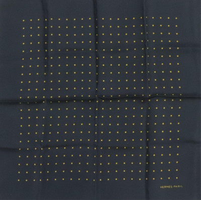 Image for Lot Hermes Silk Pocketsquare - Large Yellow Dots