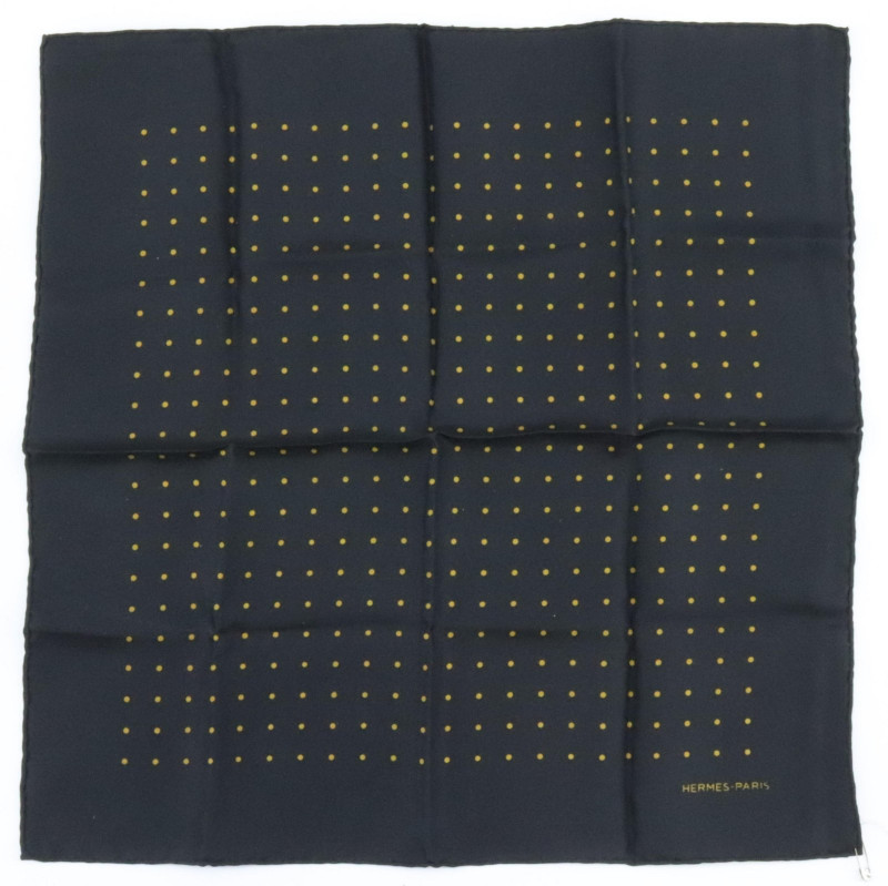 Hermes Silk Pocketsquare - Large Yellow Dots
