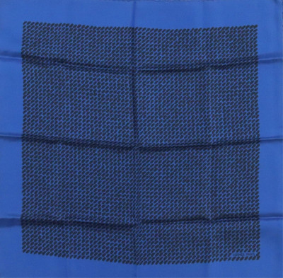 Image for Lot Hermes Silk Pocketsquare - Blue and Black Dots