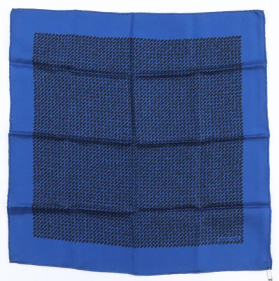 Hermes Silk Pocketsquare - Blue and Black Dots