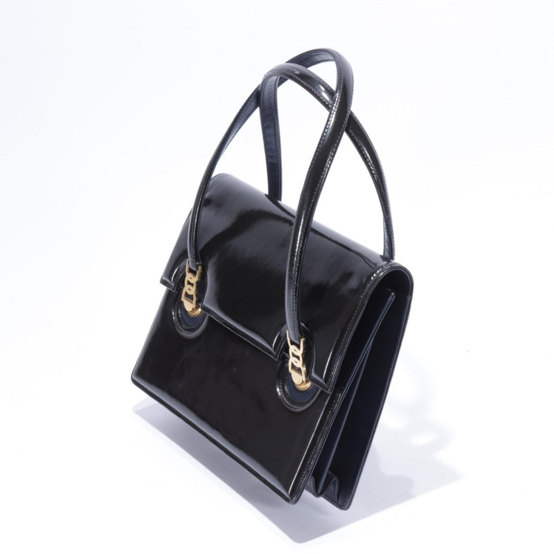 Sold at Auction: Gucci Black Patent Leather Handbag