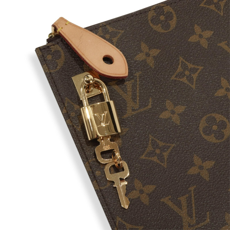 LOUIS VUITTON Turquoise and Gold Monogram Suede Lock Chain Strap