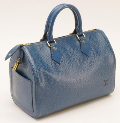 Image for Lot Louis Vuitton Blue Epi Leather Speedy 25